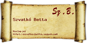 Szvatkó Betta névjegykártya